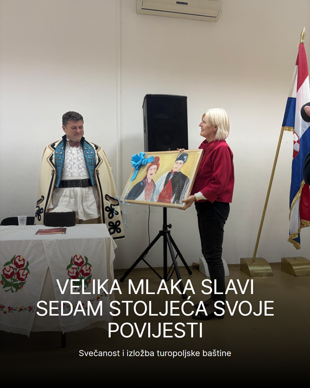 Graphic for a public event in Velika Mlaka, with a headline and photograph.